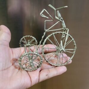 Vintage Folk Art Wire Antique Big Wheel Bicycle Figure Sculpture